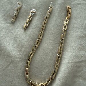 Eddie Borgo Elegant Gold Chain Necklace and Earring Set
